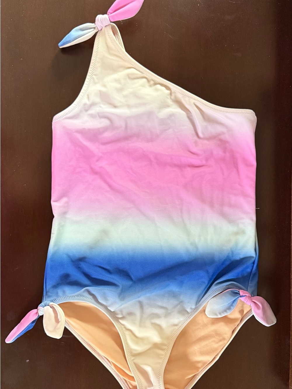 J. Crew crewcuts Ombre One-Shoulder Swimsuit in Pink, Blue & Cream